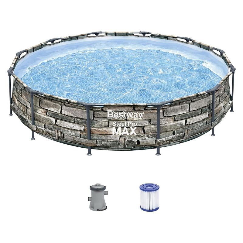 Bestway Steel Frame Above Ground Swimming Pool with Filter Pump and Filter, 1 of 8