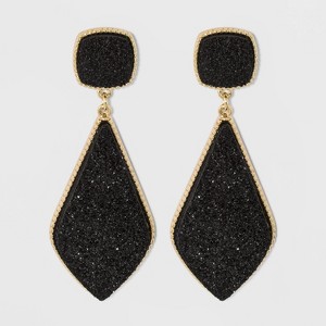 SUGARFIX by BaubleBar Glamorous Druzy Drop Earrings - Black, Women