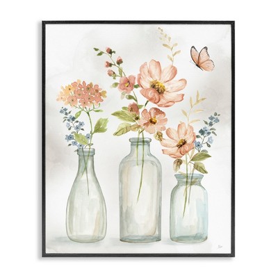 Stupell Industries Butterfly & Pink Florals, 16" x 20"