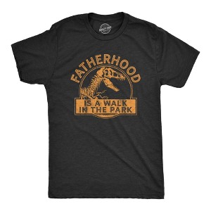 Mens Fatherhood Is A Walk In The Park Tshirt Funny Fathers Day Dinosaur Movie Graphic Tee - Crazy Dog Men's T Shirt - 1 of 4