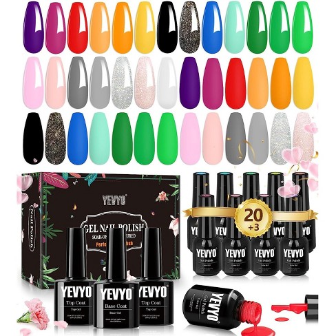 Nail Polish Kit 20 outlets Colors with Base Gel Glossy & Matte Top Coat