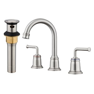 CASAINC 8 in. Widespread Double Handle Bathroom Faucet with 360° Swivel Spout, Stainless Steel Pop Up Drain in Brushed Gold - 1 of 1