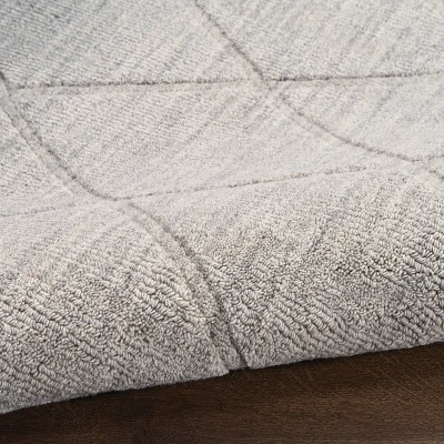 Handmade Gray Wool Geometric Rectangular Area Rug 5' x 7'