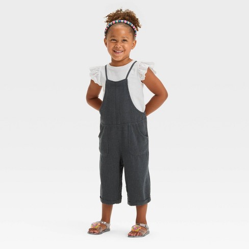 Toddler Girls Solid Jumpsuit Cat Jack Charcoal Gray 12m Target