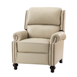 Elisabete Modern Wingback Genuine Leather Recliner with Vintage Nail Head Trim for Living Room and Bedroom  | ARTFUL LIVING DESIGN - 1 of 4