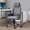 HOMCOM High Back Fabric Executive Chair with Padded Armrests, Ergonomic Home Office Chair with Headrest, Adjustable Height - 3 of 4