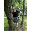 Women's Vintage Floral Midi Skirt - Pleated A-Line Skirt with Pockets Black-white-dot - 4 of 4