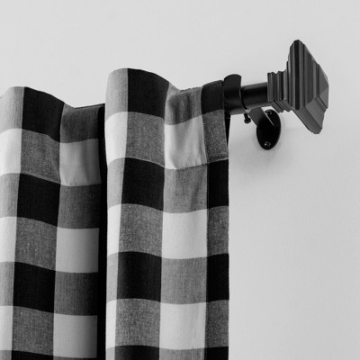 Black and White Cotton Buffalo Check Light-Filtering Window Panel
