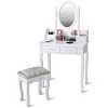 Tangkula 360 Degree Rotatable Vanity Mirror Dressing Unit w/ Padded Stool - 2 of 4