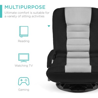 Black and Gray Swivel Gaming Floor Chair with Armrests
