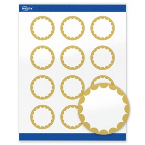 Avery® Labels, 2" Diameter, Gold Dots Edge, Glossy White, 120ct - 1 of 4
