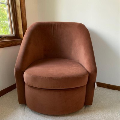 Slope Arm Swivel Chair Velvet Rust Threshold Designed With