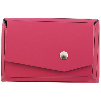 JAM Paper Italian Leather Business Card Holder Case w/Angular Flap Fuchsia Pink 233329912