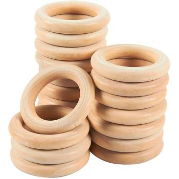 Juvale 20 Pack Unfinished Natural Wood Rings for Crafts, Macrame Projects, Jewelry Making, 2.1 In