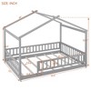NicBex Full Size Wood Montessori Bed with House Shaped Frame,Floor Bed with Safety Fence,Modern Toddler Bed for Bedroom,Gray - 3 of 4