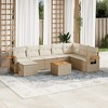 vidaXL 9 Piece Patio Sofa Set with Cushions Beige and Cream Poly Rattan - With Table - 2 of 4