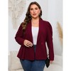 Womens Plus Size Blazers Business Casual Knit Blazer for Work Long Sleeve Shawl Lapel Blazer Suit Jackets Wine Red 3XL - 2 of 4