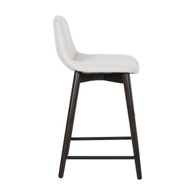 Keaton Beige Upholstered Wood Counter Stool with Footrest