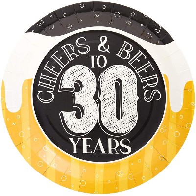 Sparkle and Bash 80-Pack "Cheers & Beers to 30 Years" 30th Birthday Disposable Paper Plates 9" Party Supplies