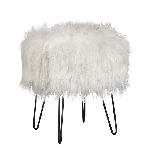 white fur stool