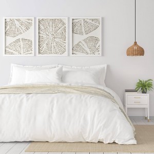 3pc Solana Coastal Rice Paper Framed Shadow Box Set Off White - Madison Park: Modern MDF & Glass Wall Art, Abstract Design - 1 of 4