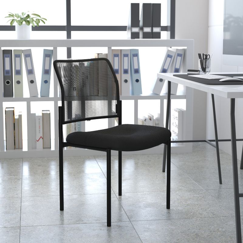 Flash Furniture Comfort Black Mesh Stackable Steel Side Chair, 2 of 11