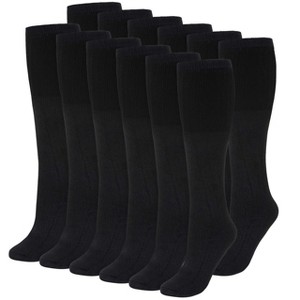 Women's Tube Socks, 6 PAIRS, Over the Calf High 21", Size 9-11 - 1 of 4