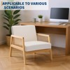 Boucle Fabric Accent Chairs Set of 2 - Vintage Rattan Vanity Chairs with Wood Armrests & Legs for Living Room - 4 of 4