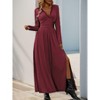 Coolmee Women's Sexy Deep V Neck Solid Color Pleated High Waist Slit Club Party Evening Long Maxi Dress - 4 of 4
