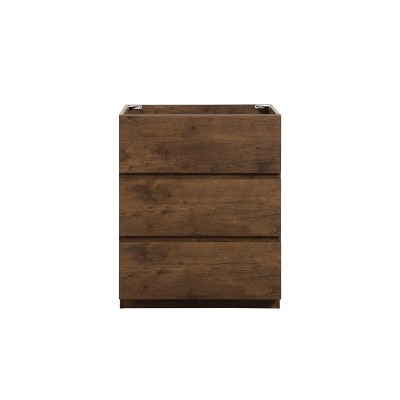 DOMETOUR Floor Cabinet Without Basin, Walnut Color, With Three Drawers, Pre-Assembled