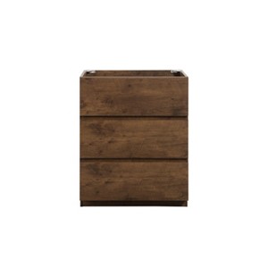 DOMETOUR Floor Cabinet Without Basin, Walnut Color, With Three Drawers, Pre-Assembled - 1 of 4