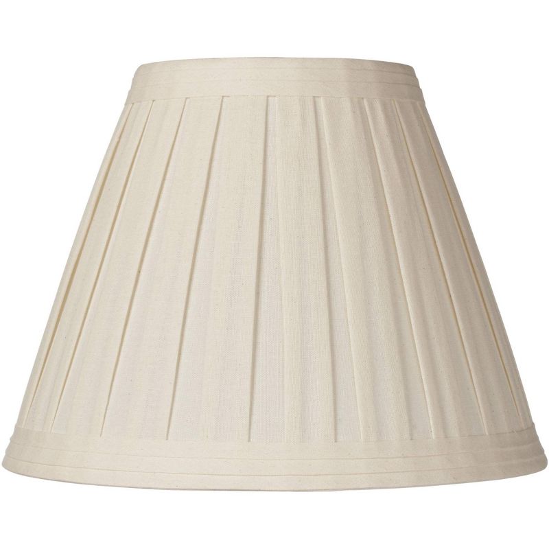 Springcrest Set of 2 Creme Linen Box Pleated Medium Drum Lamp Shades 7" Top x 14" Bottom x 11" High (Spider) Replacement with Harp and Finial, 6 of 12