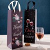 Juvale 6 Pack Foiled Glitter Wine Bottle Gift Bags with Handles for Holidays, New Years, Birthdays (Silver, Black, Gold, 3.8 x 14 x 3.3 in)