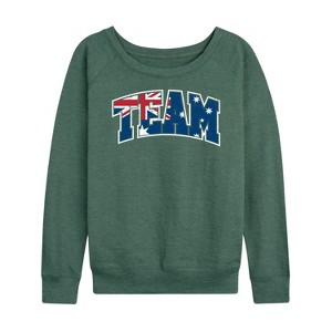 Women's - Instant Message - Team Australia Lightweight French Terry Wide Neck Long Sleeve Graphic Shirt - 1 of 4