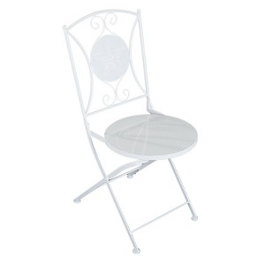 The Lakeside Collection Nautical Folding Chairs - Metal Patio Furniture with Vintage Icons - 1 of 3