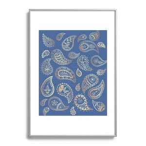 Cynthia Haller Classic blue and gold paisley Metal Framed Art Print - Deny Designs - 1 of 4