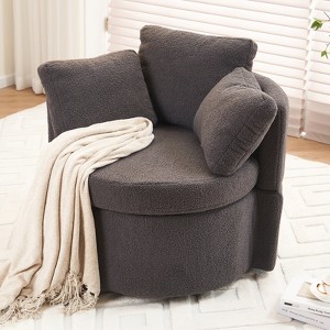 Swivel Accent Chair, 360°Swivel Barrel Chair with Storage, Upholstered Arm Chair with Cushion, Modern Round Chair for Living Room Bedroom - 1 of 4