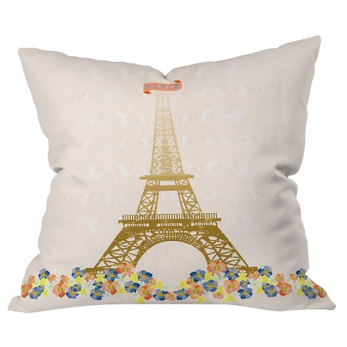 Beige Nude Paris Eiffel Tower Throw Pillow Deny Designs Target
