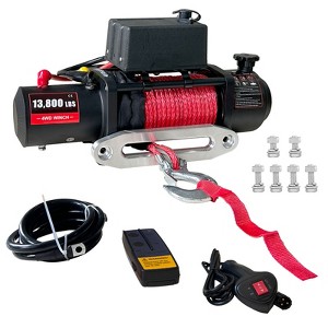 Electric Winch with 85ft Synthetic Rope, 13800lbs 12V DC Waterproof Truck Winch with Hawse Fairlead, Wired and Wireless Remote Contro - 1 of 4