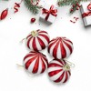 Northlight 4ct Red and White Glittered Candy Cane Onion Glass Christmas Ornaments 3" - 2 of 4
