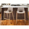 HomeRoots Set of Two 26" Beige And Gold Faux Leather And Steel Low Back Counter Height Bar Chairs - 2 of 4