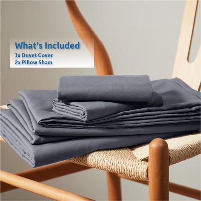 Grey Double Brushed Microfiber Queen Duvet Cover Set