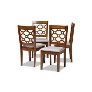 4pc Peter Fabric Upholstered and Wood Dining Chairs - Baxton Studio - 1 of 4