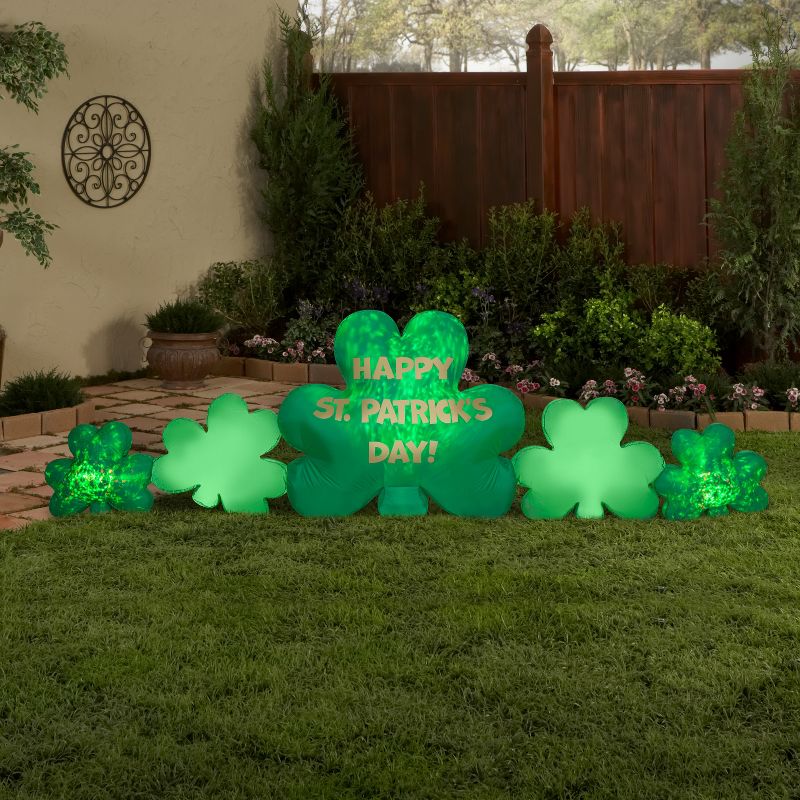 Gemmy Projection Airblown Inflatable Kaleidoscope St. Patrick's Day Cluster of Clovers Collection Scene (GGO), 3 ft Tall, 2 of 4