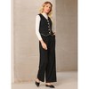 INSPIRE CHIC Women's Tweed Sleeveless Button Down V Neck Casual Business Blazer Vest - 3 of 4