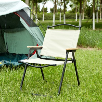 VisioGear Folding Chair, Outdoor Folding Chair for Camping, Picnics, Beach,Backyard, Beige, 20.47"*21.46"*31.1"