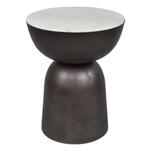 JONATHAN Y Atarah 20" Contemporary Natural Marble/Metal Handmade Hourglass End Table - 1 of 4