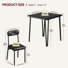 3-Piece Small Square Dining Table Set for 2 - Space Saving Wooden Kitchen Table with Upholstered Chairs - 3 of 4