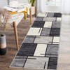 2 x 6 ft Polyester Velvet Towel Gray Rectangular Hallway Bathroom Entryway Kitchen Office Foldable Block Printed Modern Washable Area Rug - 4 of 4
