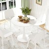 Fontoi Dining Tables, Round Dining Table for 2-4 People with Metal Pedestal Base and Wood Tabletop for Home Office, White, 31.5"*31.5"*28.74" - 4 of 4